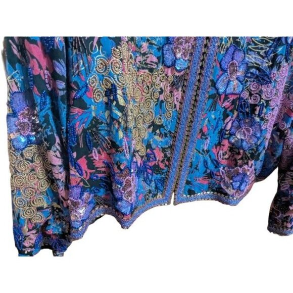 Indigo Moon Beaded Open Front Cardigan with Sequins sz XXL Purple Pink Gold NWT - Picture 4 of 8